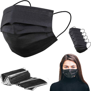 Black 3 ply Disposable face masks - pack of 50