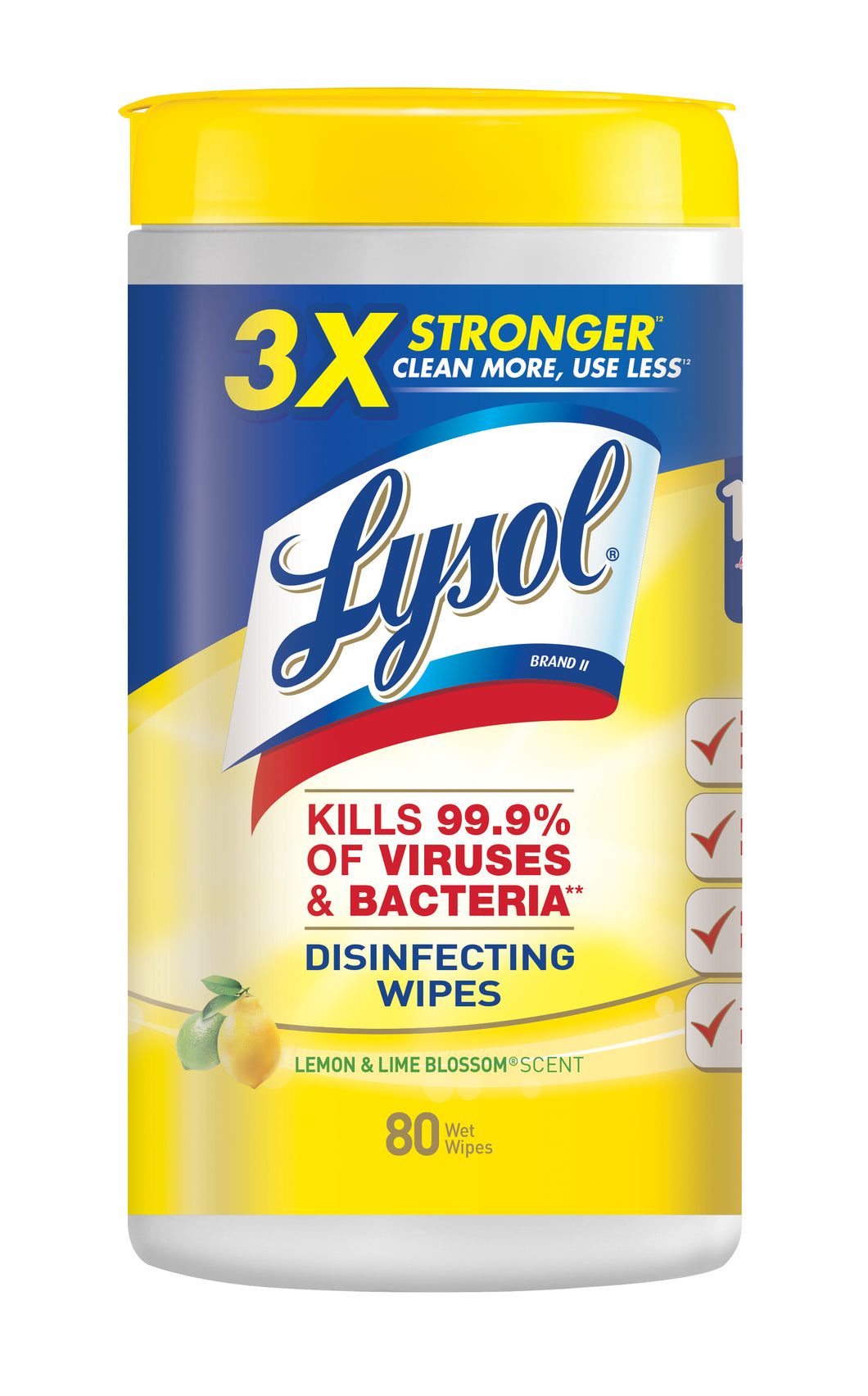 Lysol® Disinfecting Wipes - 1 canister of 80 wipes - Lemon and Lime